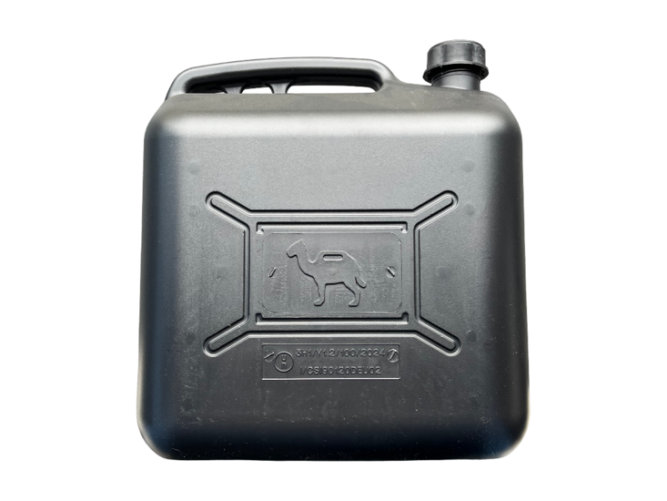 jerrycan zwart - 20 liter inhoud - kunststof vloeistofkan - brandstof opslag kan - benzine kan - jerry can