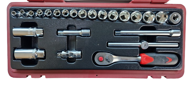 doppenset - 24 delig - 3/8 duims - doppendoos - ratelset - seneca