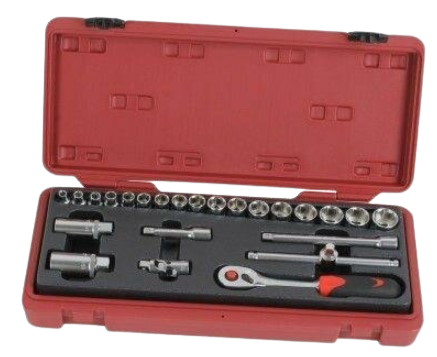 doppenset - 24 delig - 3/8 duims - doppendoos - ratelset - seneca