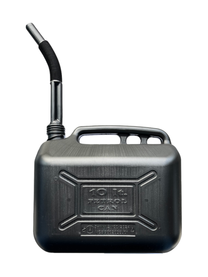 jerrycan zwart - 10 liter inhoud - kunststof vloeistofkan - brandstof opslag kan - benzine kan - jerry can