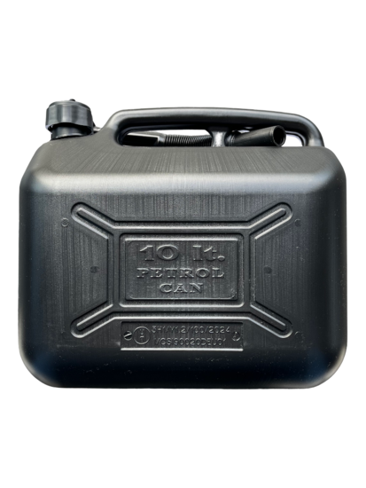 jerrycan zwart - 10 liter inhoud - kunststof vloeistofkan - brandstof opslag kan - benzine kan - jerry can