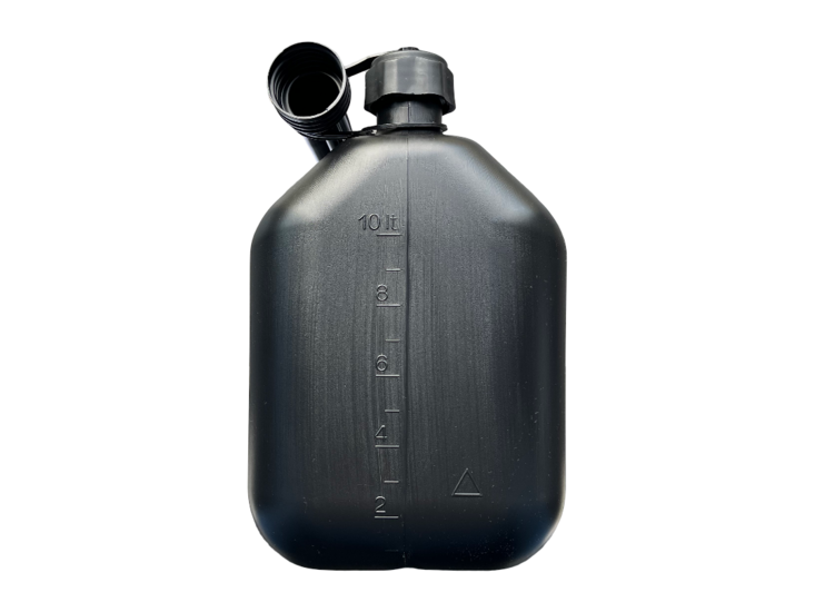 jerrycan zwart - 10 liter inhoud - kunststof vloeistofkan - brandstof opslag kan - benzine kan - jerry can