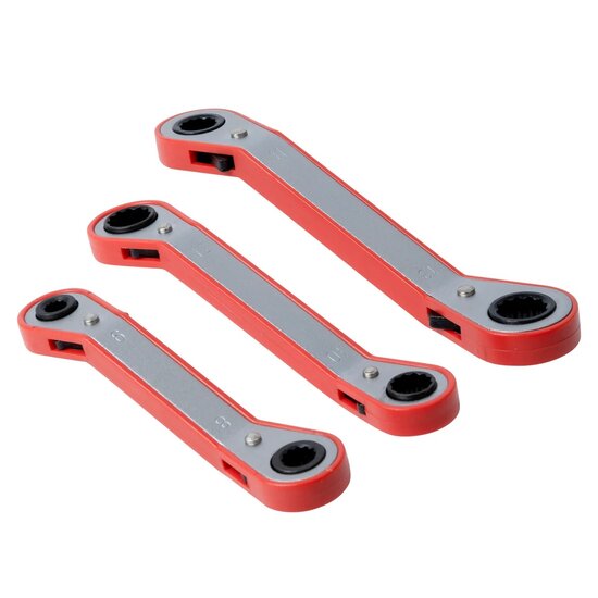 ringratel sleutel set - 3 delig - 6x8, 10x12, 11x13 mm - ratel ringsleutel - benson