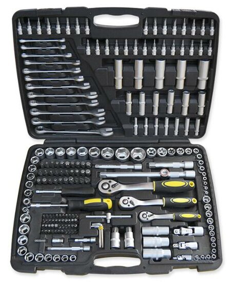 doppenset - 216 delig - 1/4 - 3/8 en 1/2 aansluiting - doppendoos - ratelset - gereedschapsset
