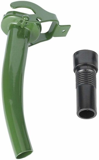 metalen groene schenktuit - inclusief flexibel rubberen eindstuk - voor stalen jerrycan - schenk tuit - tuit - geko