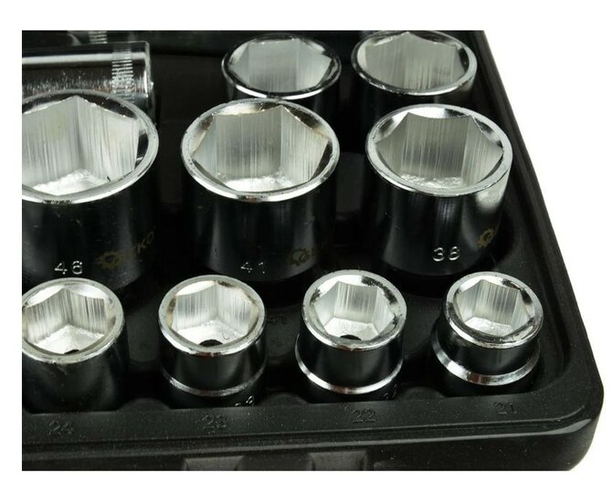 doppenset - 3/4 aansluiting - 26-delig - 6-kant - doppendoos - ratelset - geko