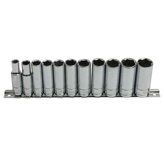 verlengde doppen - 3/8 aansluiting - 11-delig - 8 tot 19 mm - doppenset - doppenkit