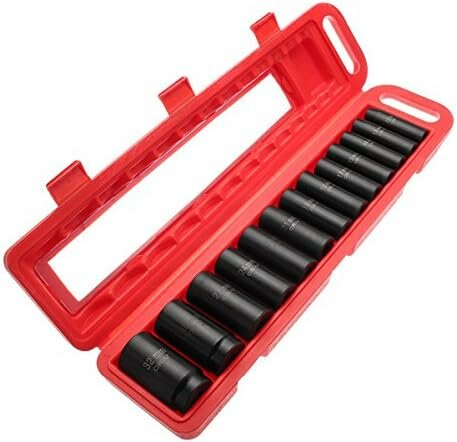 verlengde krachtdoppen set - 13-delig - 1/2 aansluiting - 10 tot 32 mm - slagdoppenset - slagmoerdoppen