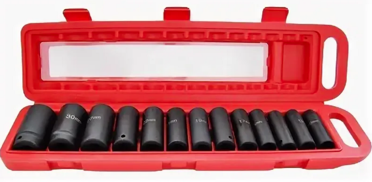 verlengde krachtdoppen set - 13-delig - 1/2 aansluiting - 10 tot 32 mm - slagdoppenset - slagmoerdoppen