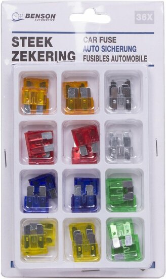 steekzekering standaard - 36 dlg - 5, 10, 15, 20, 25, 30 ampère - benson