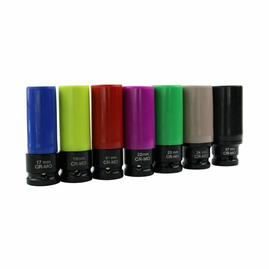 krachtdoppenset - 7-delig - 1/2 aansluiting - slagdoppenset - slagdoppenkit