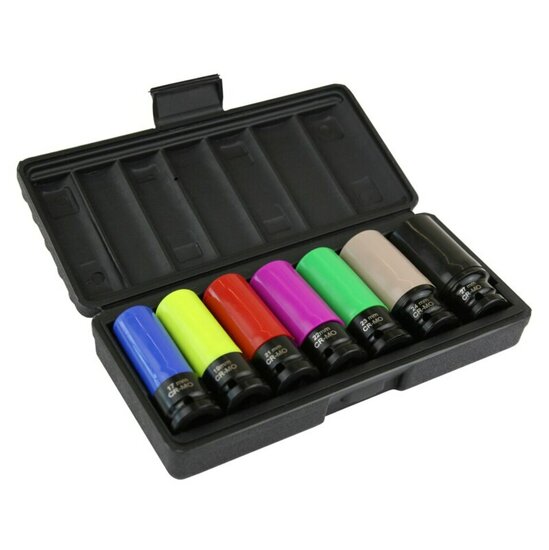 krachtdoppenset - 7-delig - 1/2 aansluiting - slagdoppenset - slagdoppenkit