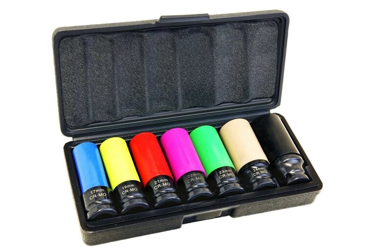 krachtdoppenset - 7-delig - 1/2 aansluiting - slagdoppenset - slagdoppenkit