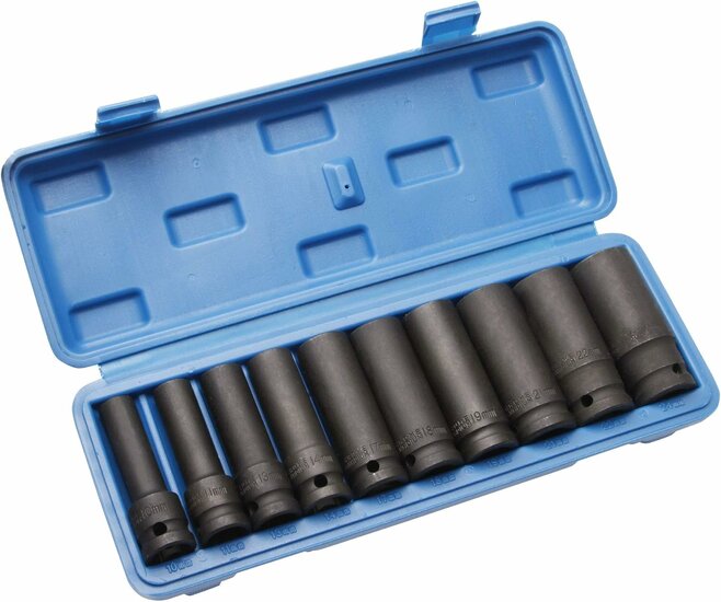 verlengde krachtdoppenset - 10-delig - 1/2 aansluiting - slagdoppenset - slagdoppenkit