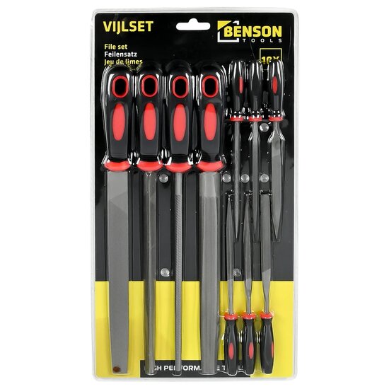 vijl en raspset - 10 dlg - metaalvijlen - houtrasp - vijlen set - benson