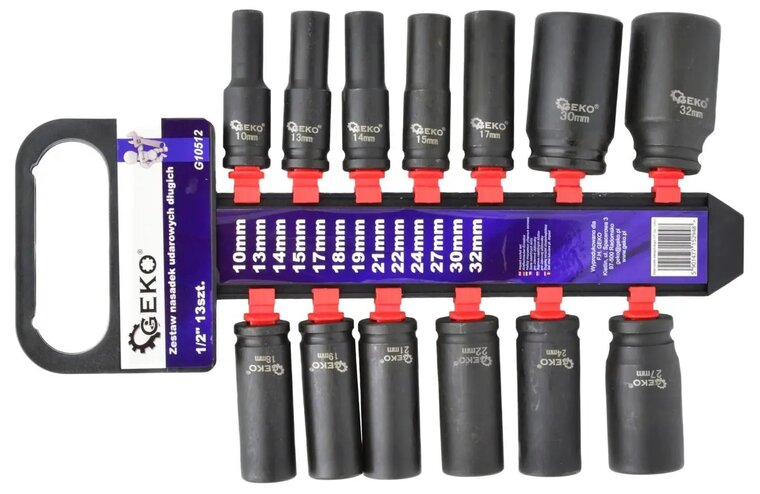 krachtdoppenset - 13-delig - 1/2 aansluiting - slagdoppen - doppenset - geko
