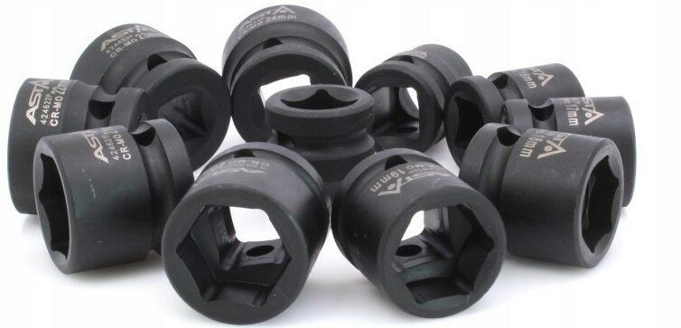 krachtdoppenset - 15-delig - 1/2 aansluiting - 10 tot 24 mm - slagdoppen - doppenset - asta