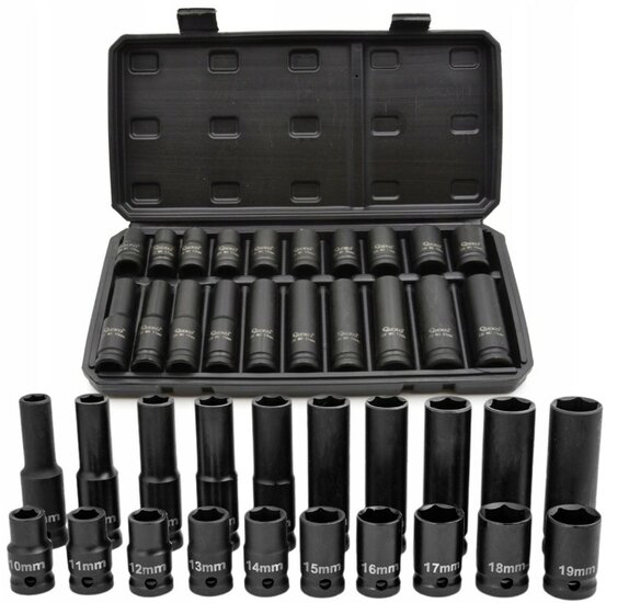 krachtdoppenset - 20-delig - 1/2 aansluiting - 10 tot 19 mm - slagdoppen - doppenset - geko
