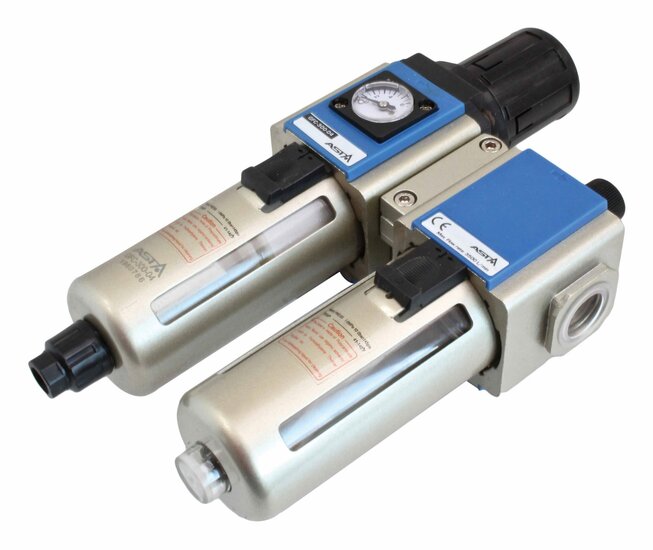 drukregelaar met filter en olienevelaar - compressor regelaar 1/2 duims  - reduceerventiel - asta