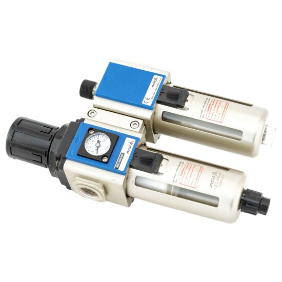 drukregelaar met filter en olienevelaar - compressor regelaar 1/2 duims  - reduceerventiel - asta