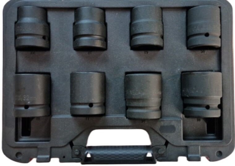 krachtdoppenset - 8-delig - 1 inch aansluiting - 24 tot 38 mm - doppenset - slagdoppen - seneca