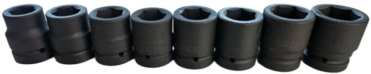 krachtdoppenset - 8-delig - 1 inch aansluiting - 24 tot 38 mm - doppenset - slagdoppen - seneca