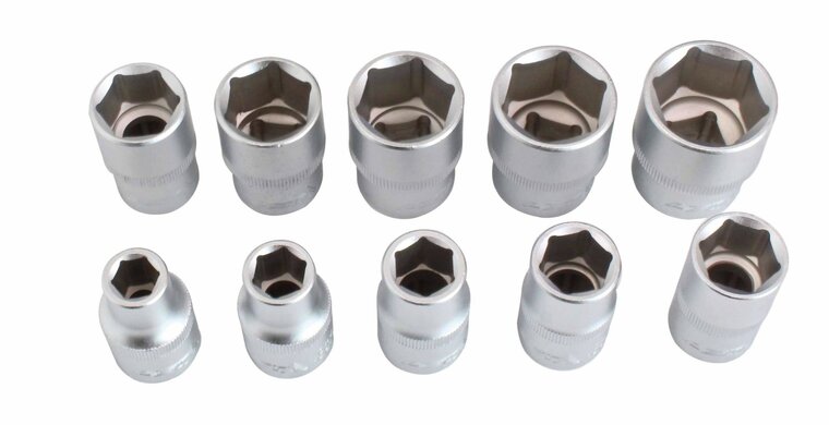 doppenset - 10-delig - 1/2 aansluiting - 3/8 tot 15/16 - engelse maten - doppendoos - dopsleutelset - asta