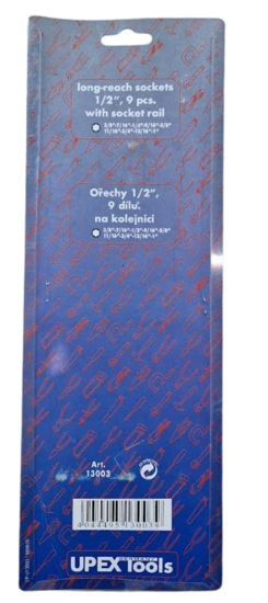 verlengde doppenset - 9-delig - 1/2 aansluiting - 3/8 tot 1 inch - engelse maten - doppenrail - doppenset op rail