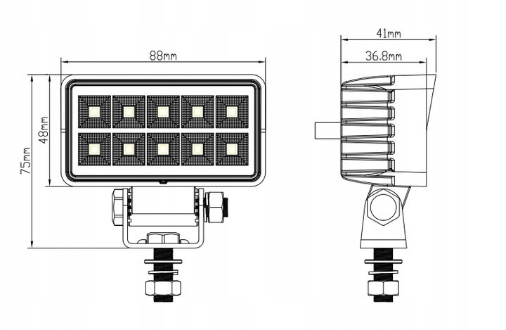 led werklamp vierkant 10x led 15w 12/24v - ledlamp - werklamp - bouwlamp - werklicht - lamp
