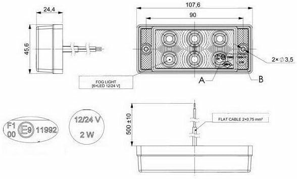 mistachterlicht led 12-24 volt 6x led - mistlamp - led mistlamp - mistachterlicht - mistachterlamp