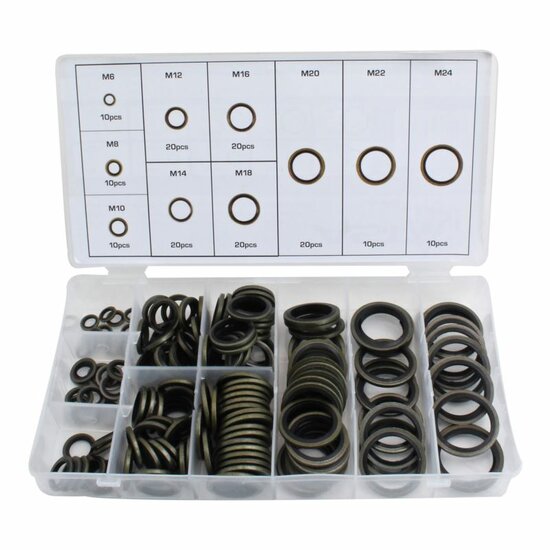 o-ringen assortiment 150 delig - metaal met rubber - afdichtingsringen - asta