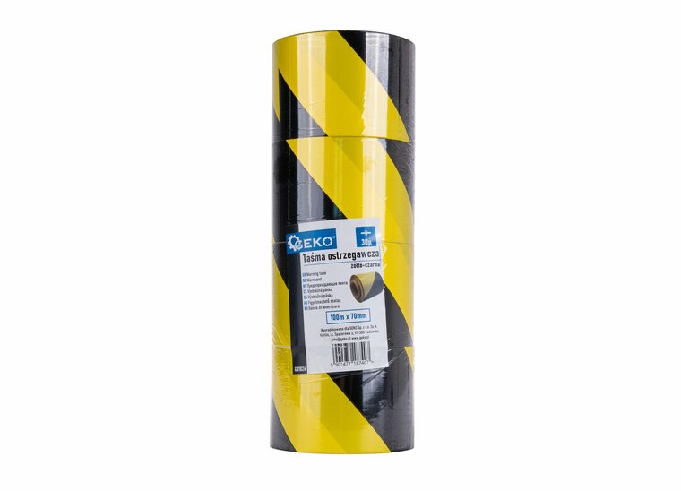 waarschuwingstape geel-zwarte 100m x 70mm - tape - plakband - markeertape - geko