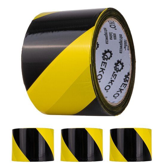 waarschuwingstape geel-zwarte 100m x 70mm - tape - plakband - markeertape - geko