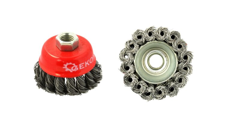 gevlochten staalborstel 65 mm - draadborstel - komvormige borstel - m14 - staalborstel - geko