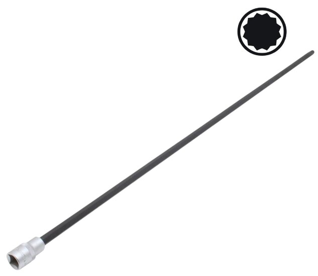 M12 1/2 duims splinedop - 800mm lang fijne vertanding - veeltand uitwendig - 12 tand dop - asta