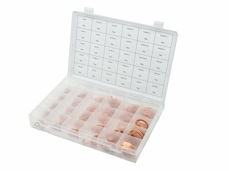 o-ringenset koper 300 delig - koperen ringen - ringen - o ringen - afdichtingsringen - geko