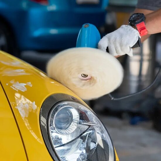 polijspad - poetspad - wollen poets pad - 180 mm poets pad met klitterband