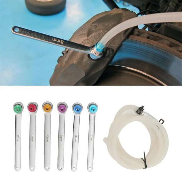 remvloeistof aftap sleutelset - 7 delig - remontluchting sleutelset - remontluchter - satra