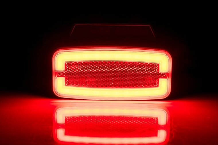 zijmarkeringslamp met houder rood - 12/24 volt - neon markeringlamp - positielamp - horpol