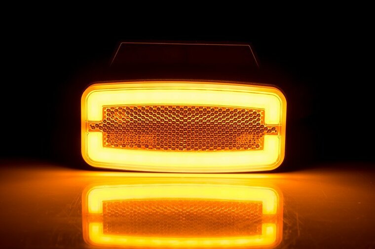 zijmarkeringslamp met houder oranje - 12/24 volt - neon markeringlamp - positielamp - horpol