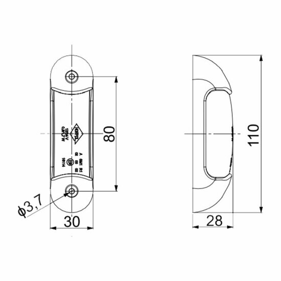 led breedtelamp 35mm 4x led - aanhanger zijlamp - zijlicht - breedtelicht