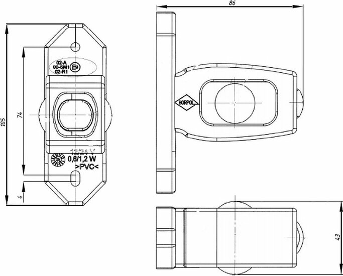 led breedtelamp universeel 85mm 3x led - aanhanger zijlamp - zijlicht - breedtelicht - contourlamp