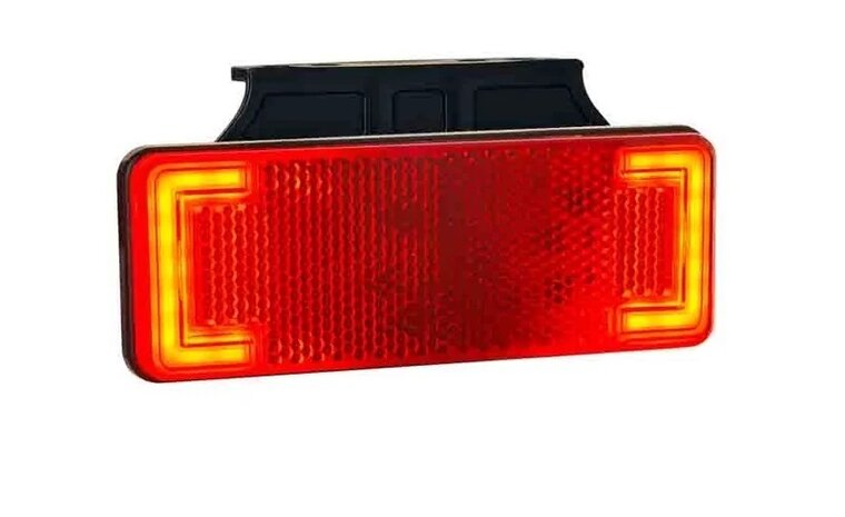 zijmarkeringslamp rood met houder - 12/24 volt zijlamp - neon contourlamp - markeringlamp - horpol