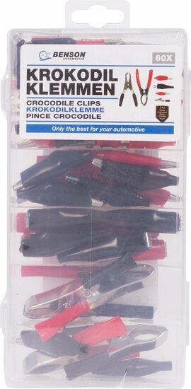 krokodil klemmenset - 60 delig - accuklemmen set - krokodillenklemmen set - benson