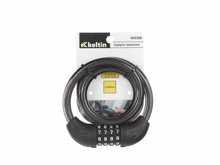 kabelslot - cijferslot - staalkabel slot - 12x800 mm - fietsslot - 4 cijferige combinatie - keltin