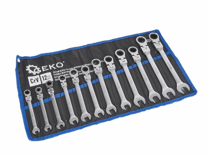 steekringratelsleutel set 12 delig - 8 tot 19 mm - ratelsleutel met ring - ringratelsleutel - ringratel - steekring ratel - gek