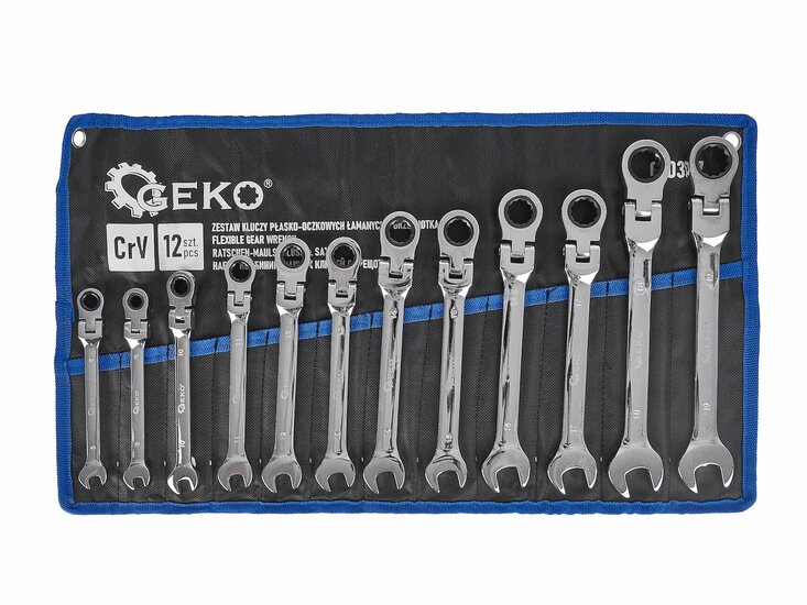 steekringratelsleutel set 12 delig - 8 tot 19 mm - ratelsleutel met ring - ringratelsleutel - ringratel - steekring ratel - gek