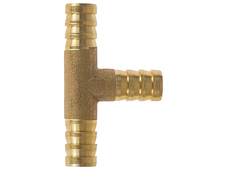 pneumatisch t-stuk verbindingskoppeling &ndash; messing slangkoppeling &ndash; 10 mm &ndash; luchtslang splitter