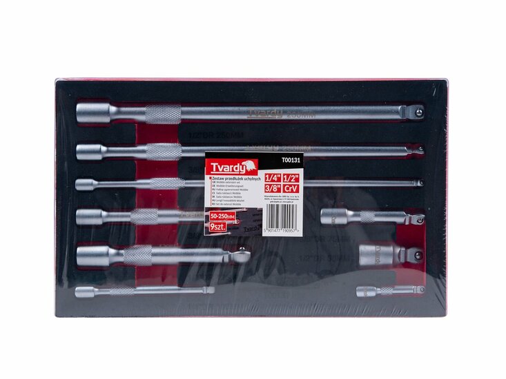 set ratelverlengstukken - 9 stuks - 1/4, 3/8 en 1/2 duims - verlengstuk voor ratels - tvardy