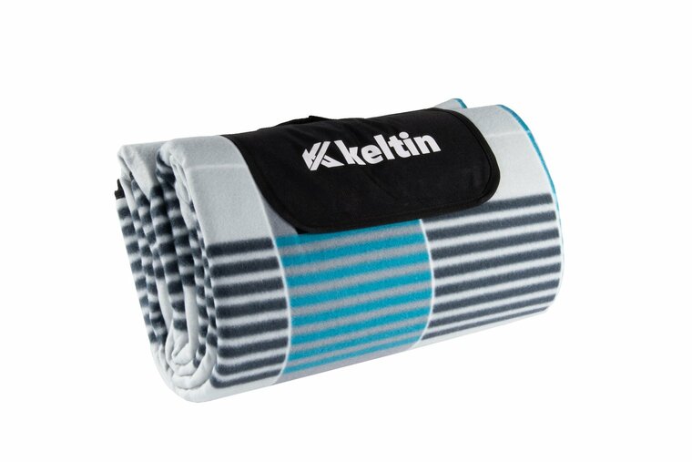 ge&iuml;soleerd stranddeken - 200x200 cm - grijsblauw - ge&iuml;soleerd picknickkleed - keltin